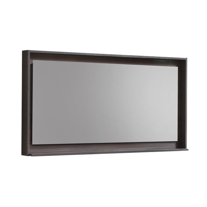 KubeBath Bosco 48" Framed Rectangle Bathroom Mirror With Shelve Gray Oak Finish - KB48GO-M