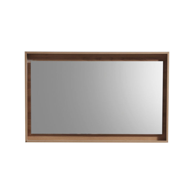 KubeBath Bosco 48" Framed Rectangle Bathroom Mirror With Shelve Honey Oak Finish - KB48HO-M