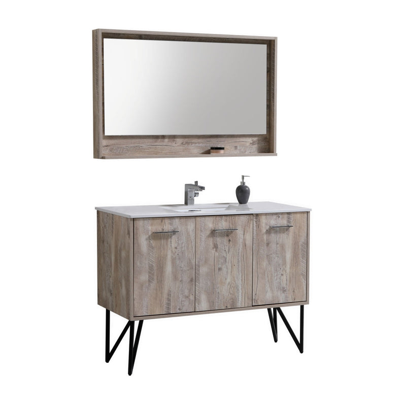 Kube Bath Bosco 48" Naturewood Modern Bathroom Vanity w/ Quartz Countertop - KB48NW