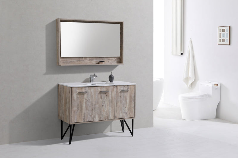 Kube Bath Bosco 48" Naturewood Modern Bathroom Vanity w/ Quartz Countertop - KB48NW