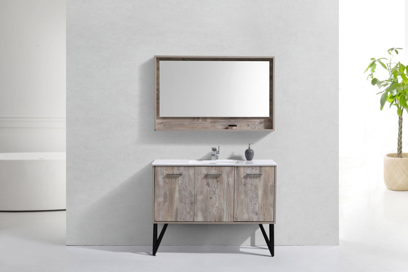 Kube Bath Bosco 48" Naturewood Modern Bathroom Vanity w/ Quartz Countertop - KB48NW