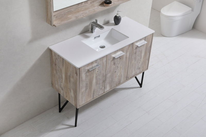 Kube Bath Bosco 48" Naturewood Modern Bathroom Vanity w/ Quartz Countertop - KB48NW