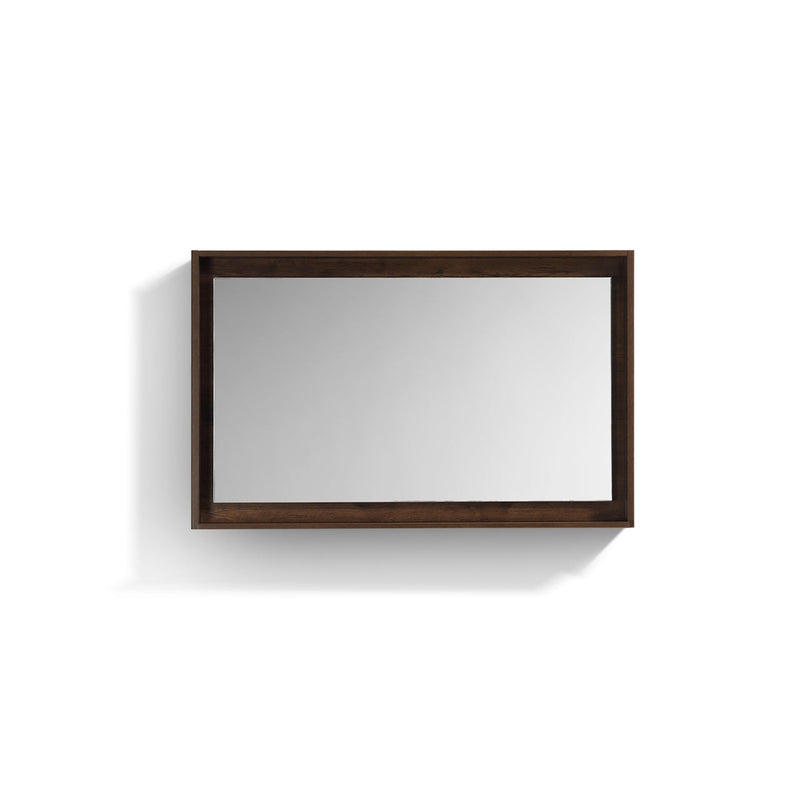 KubeBath Bosco 48" Framed Rectangle Bathroom Mirror With Shelve Rose Wood Finish - KB48RW-M