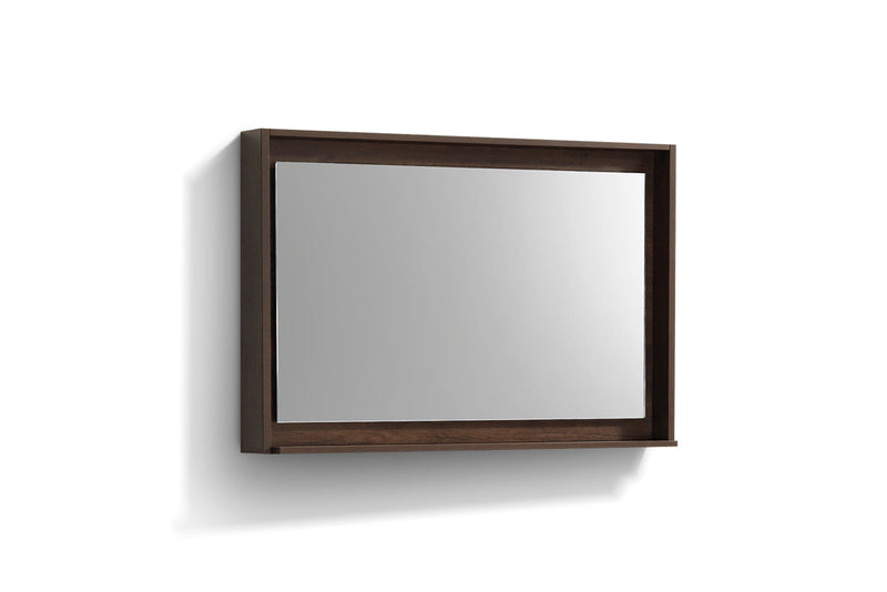 KubeBath Bosco 48" Framed Rectangle Bathroom Mirror With Shelve Rose Wood Finish - KB48RW-M