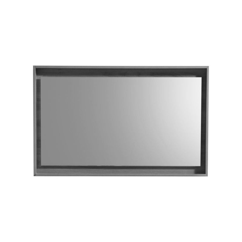 KubeBath Bosco 48" Framed Rectangle Bathroom Mirror With Shelve Vulcan Ash Grey Finish - KB48VAG-M