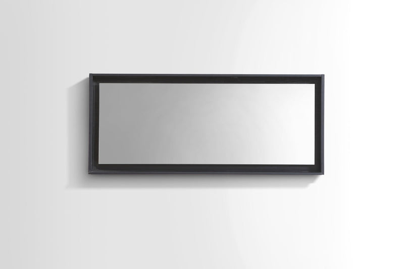 KubeBath Bosco 60" Framed Rectangle Bathroom Mirror With Shelve Wood Black Finish - KB60BK-M