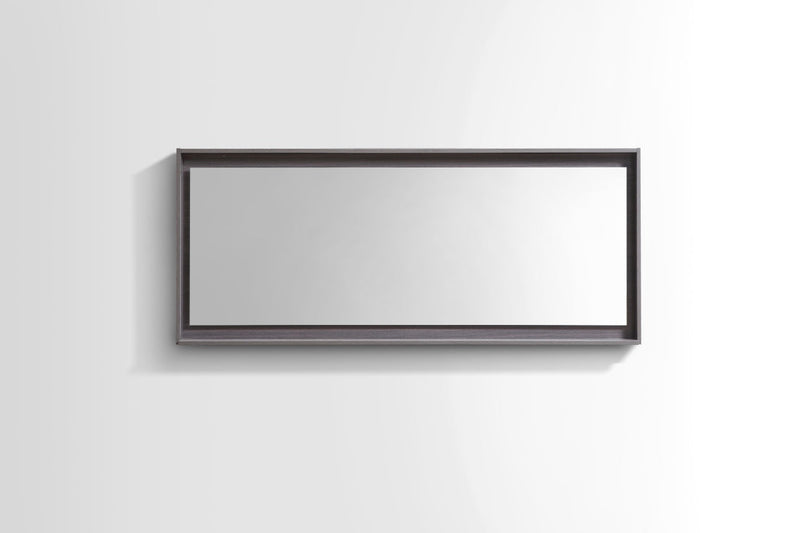 KubeBath Bosco 60" Framed Rectangle Bathroom Mirror With Shelve Gray Oak Finish - KB60GO-M