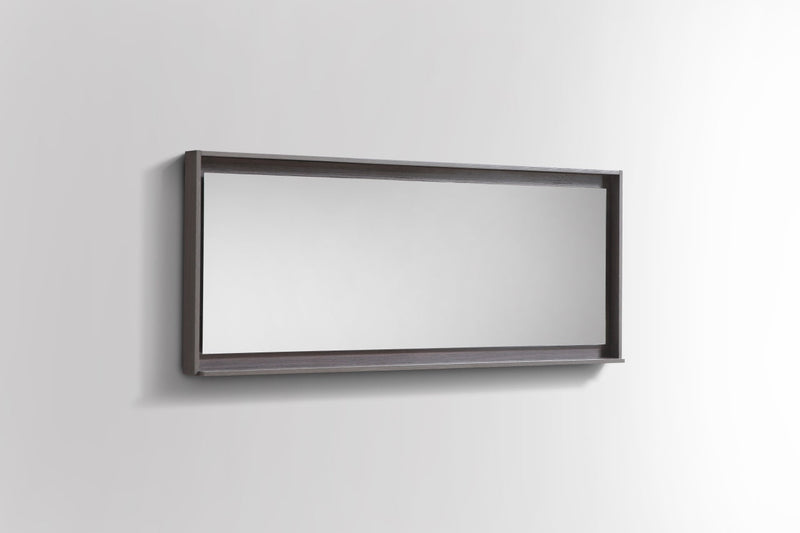 KubeBath Bosco 60" Framed Rectangle Bathroom Mirror With Shelve Gray Oak Finish - KB60GO-M
