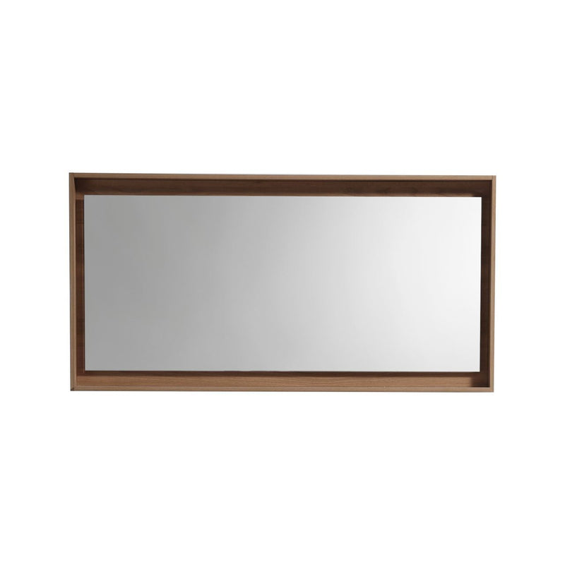 KubeBath Bosco 60" Framed Rectangle Bathroom Mirror With Shelve Honey Oak Finish - KB60HO-M