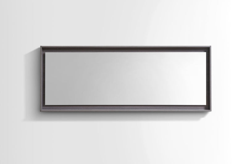 KubeBath Bliss 70" Framed Rectangle Bathroom Mirror With Shelve Gray Oak Finish - KB70GO-M