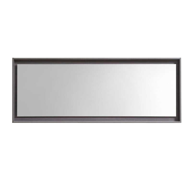 KubeBath Bliss 70" Framed Rectangle Bathroom Mirror With Shelve Gray Oak Finish - KB70GO-M
