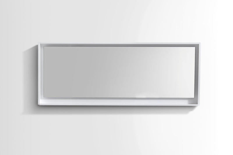 KubeBath Bliss 70" Framed Rectangle Bathroom Mirror With Shelve Gloss White Finish - KB70GW-M