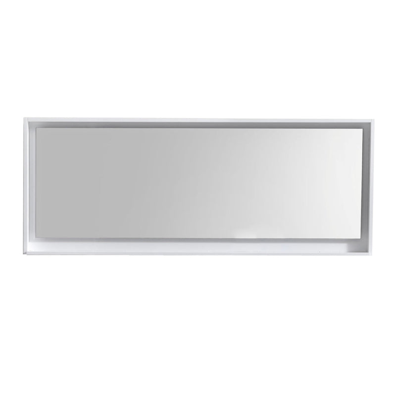KubeBath Bliss 70" Framed Rectangle Bathroom Mirror With Shelve Gloss White Finish - KB70GW-M