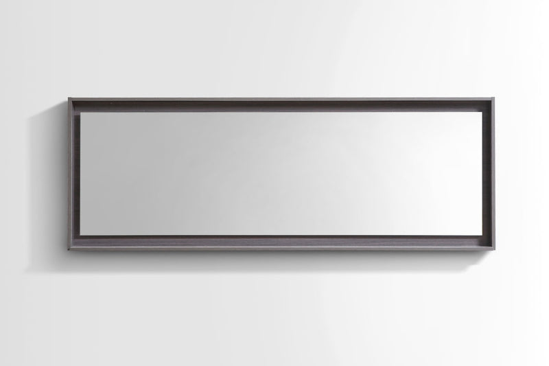KubeBath Bliss 80" Framed Rectangle Bathroom Mirror With Shelve Gray Oak Finish - KB80GO-M