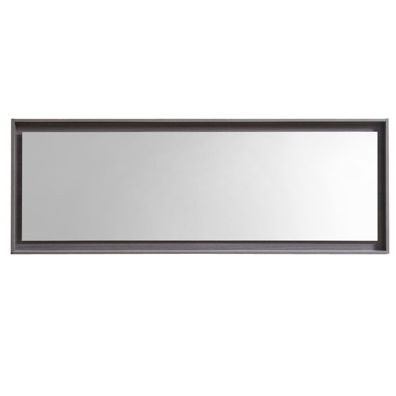 KubeBath Bliss 80" Framed Rectangle Bathroom Mirror With Shelve Gray Oak Finish - KB80GO-M