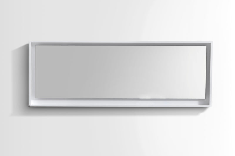 KubeBath Bliss 80" Framed Rectangle Bathroom Mirror With Shelve Gloss White Finish - KB80GW-M