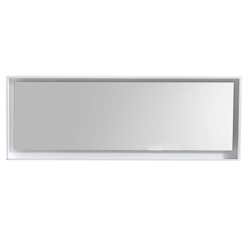 KubeBath Bliss 80" Framed Rectangle Bathroom Mirror With Shelve Gloss White Finish - KB80GW-M