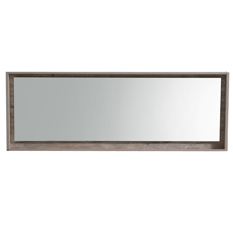 KubeBath Bliss 80" Framed Rectangle Bathroom Mirror With Shelve Nature Wood Finish - KB80NW-M