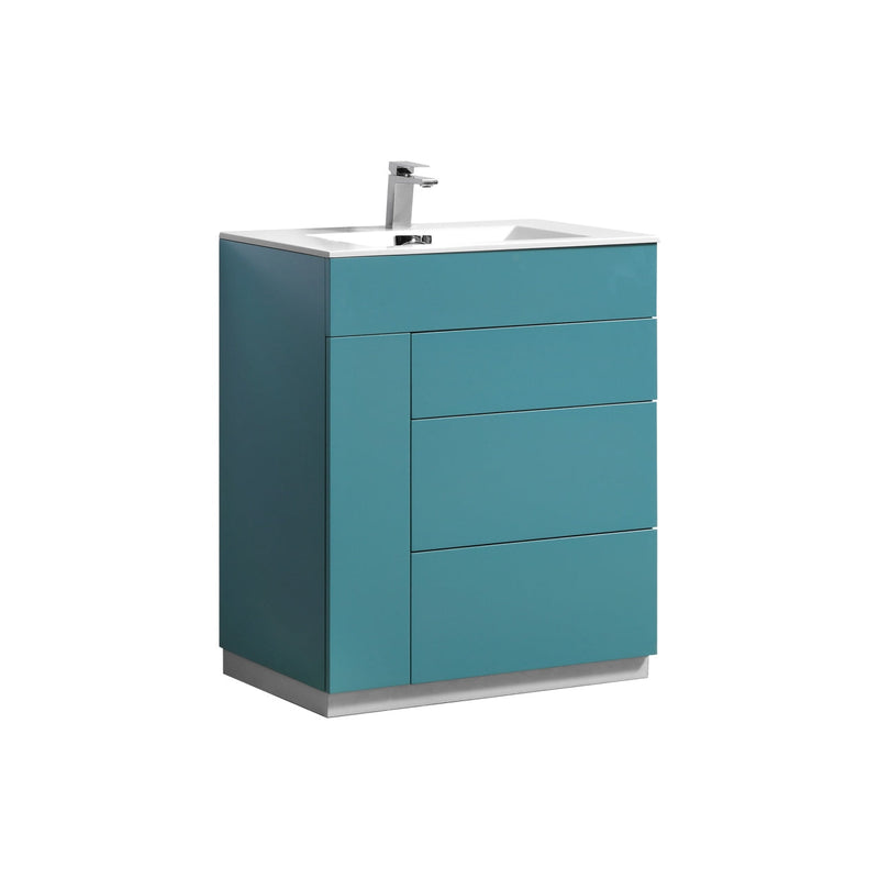Kube Bath Milano 30" Teal Green Modern Bathroom Vanity - KFM30-TG
