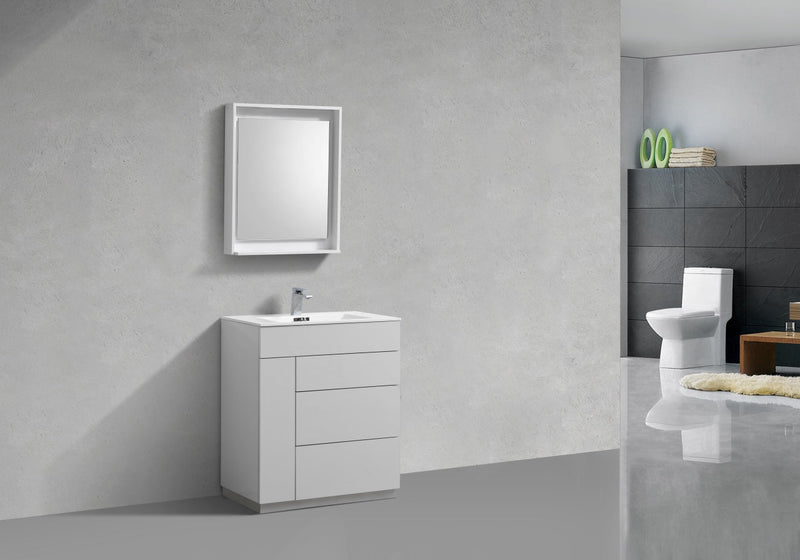 Kube Bath Milano 30" High Gloss White Modern Bathroom Vanity - KFM30-GW