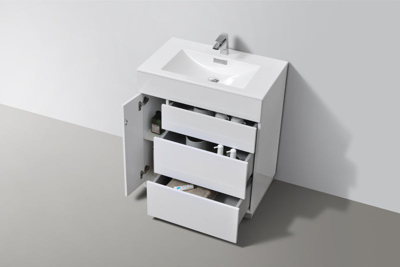 Kube Bath Milano 30" High Gloss White Modern Bathroom Vanity - KFM30-GW