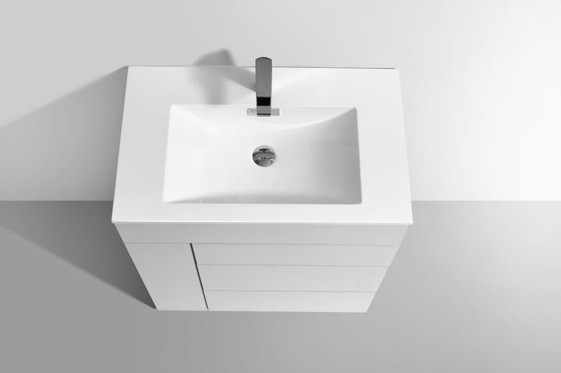Kube Bath Milano 30" High Gloss White Modern Bathroom Vanity - KFM30-GW