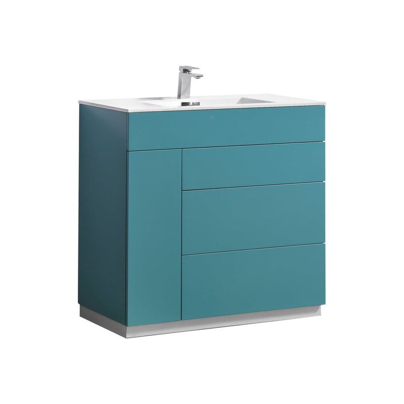 Kube Bath Milano 36" Teal Green Modern Bathroom Vanity - KFM36-TG