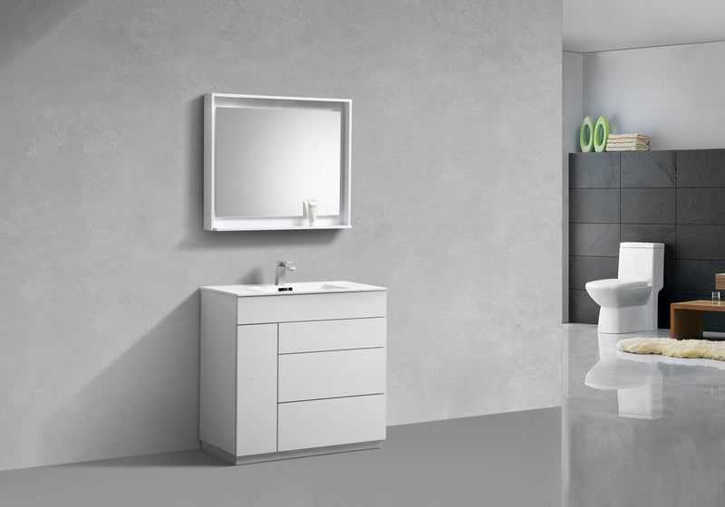 Kube Bath Milano 36" High Gloss White Modern Bathroom Vanity - KFM36-GW