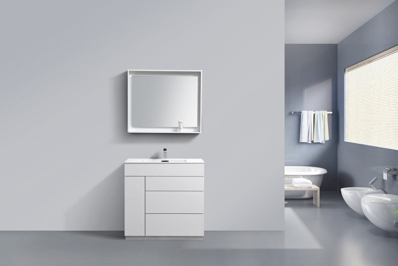 Kube Bath Milano 36" High Gloss White Modern Bathroom Vanity - KFM36-GW