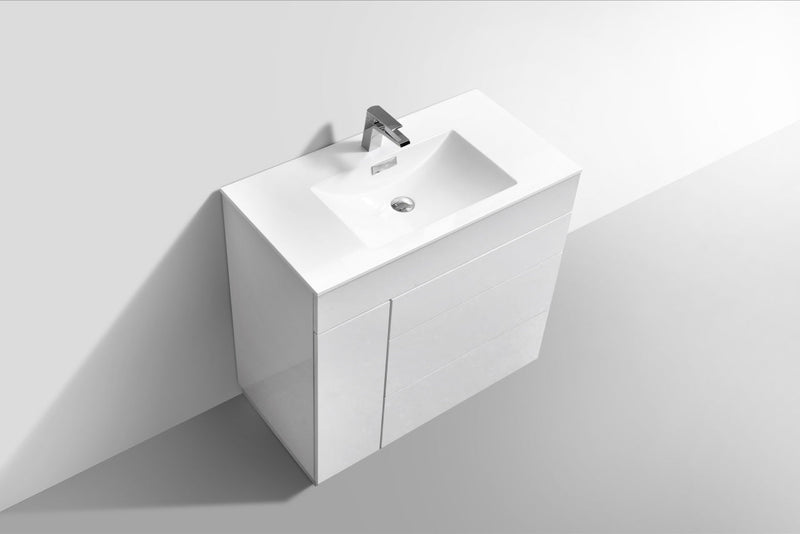 Kube Bath Milano 36" High Gloss White Modern Bathroom Vanity - KFM36-GW
