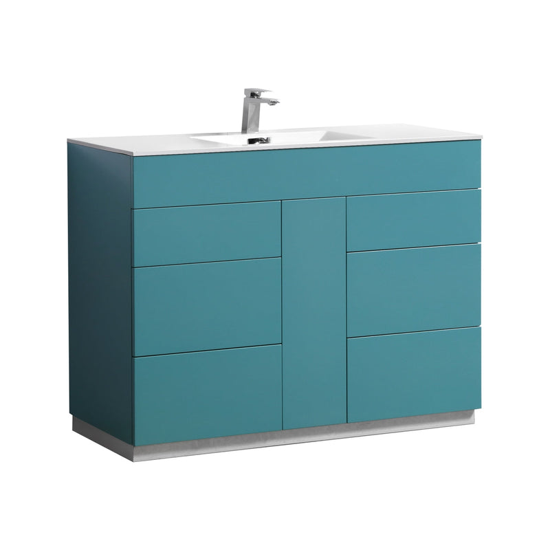 Kube Bath Milano 48" Single Sink Teal Green Modern Bathroom Vanity - KFM48S-TG