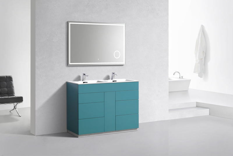 Kube Bath Milano 48" Double Sink Teal Green Modern Bathroom Vanity - KFM48D-TG