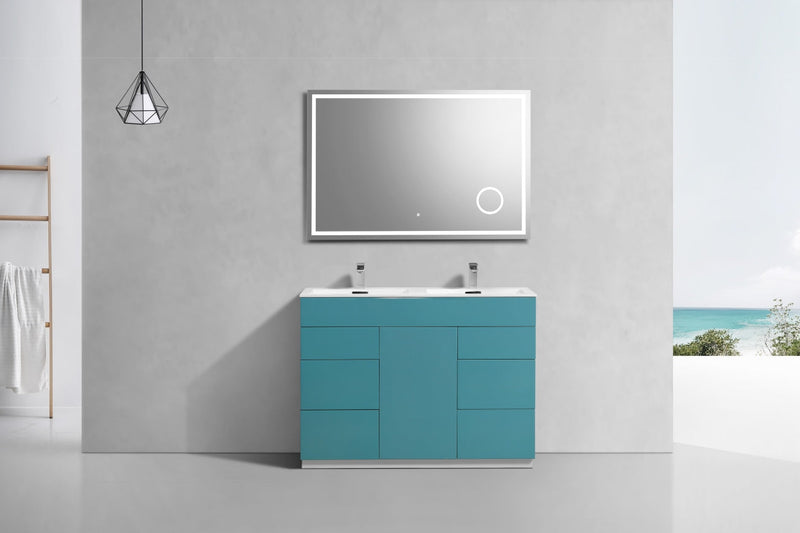 Kube Bath Milano 48" Double Sink Teal Green Modern Bathroom Vanity - KFM48D-TG