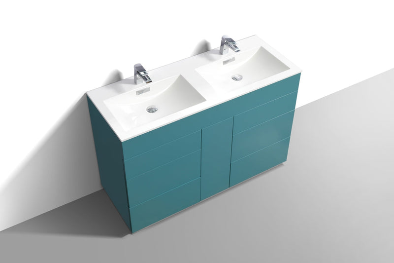Kube Bath Milano 48" Double Sink Teal Green Modern Bathroom Vanity - KFM48D-TG