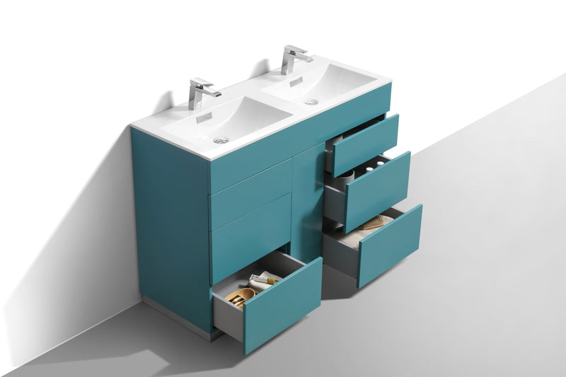 Kube Bath Milano 48" Double Sink Teal Green Modern Bathroom Vanity - KFM48D-TG
