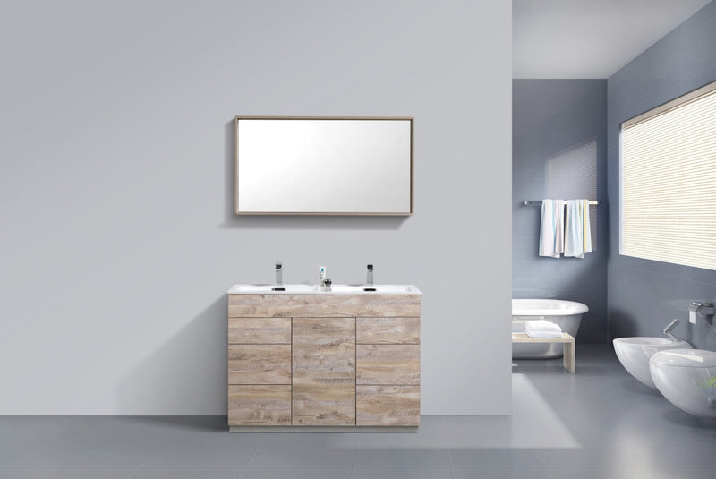 Kube Bath Milano 48" Double Sink Nature Wood Modern Bathroom Vanity - KFM48D-NW