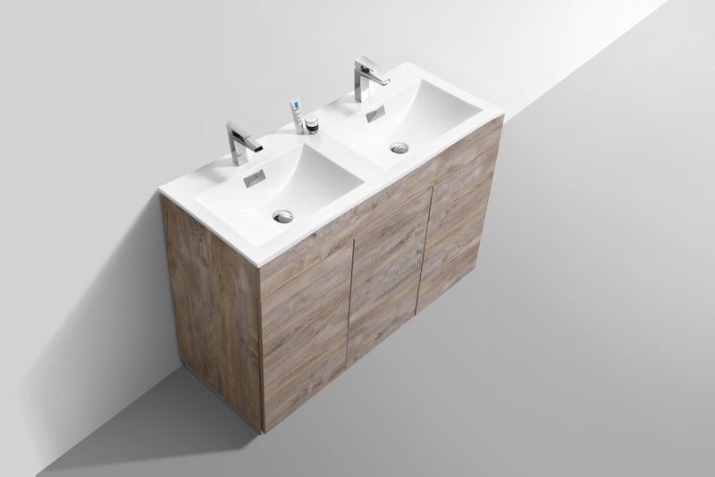 Kube Bath Milano 48" Double Sink Nature Wood Modern Bathroom Vanity - KFM48D-NW