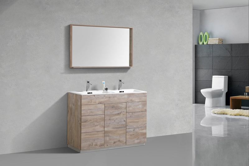 Kube Bath Milano 48" Double Sink Nature Wood Modern Bathroom Vanity - KFM48D-NW