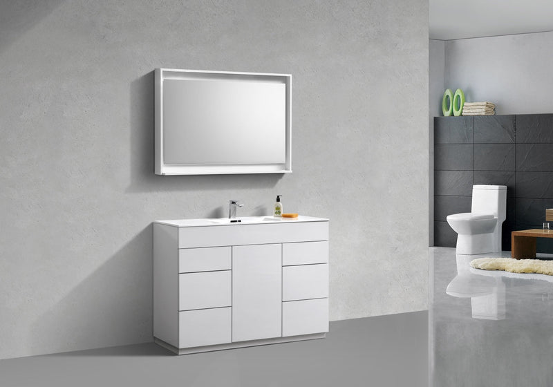 Kube Bath Milano 48" Single Sink High Gloss White Modern Bathroom Vanity - KFM48S-GW