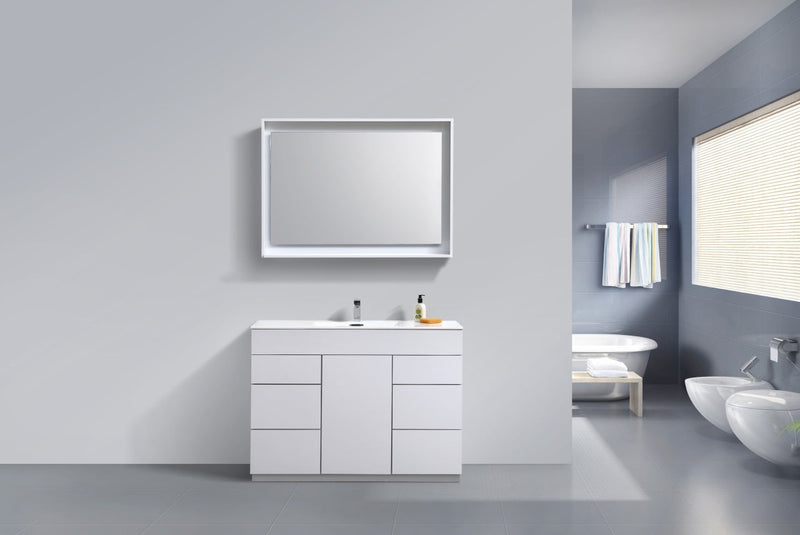 Kube Bath Milano 48" Single Sink High Gloss White Modern Bathroom Vanity - KFM48S-GW