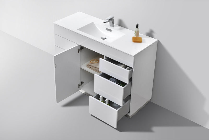 Kube Bath Milano 48" Single Sink High Gloss White Modern Bathroom Vanity - KFM48S-GW
