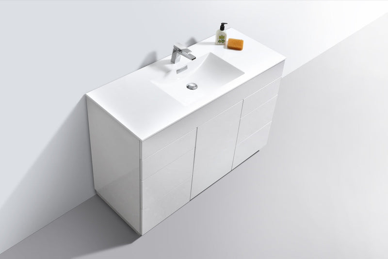 Kube Bath Milano 48" Single Sink High Gloss White Modern Bathroom Vanity - KFM48S-GW
