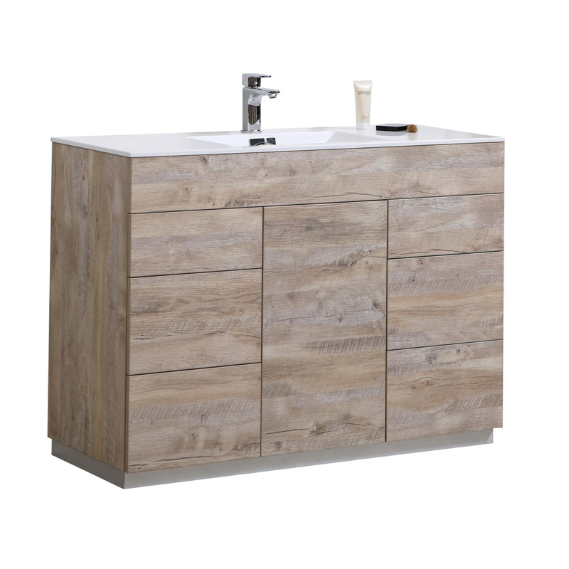 Kube Bath Milano 48" Single Sink Nature Wood Modern Bathroom Vanity - KFM48S-NW