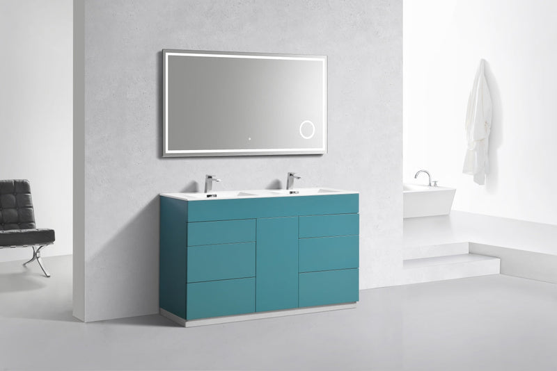 Kube Bath Milano 60" Double Sink Teal Green Modern Bathroom Vanity - KFM60D-TG