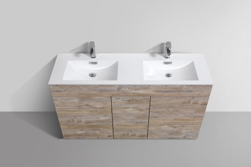 Kube Bath Milano 60" Double Sink Nature Wood Modern Bathroom Vanity - KFM60D-NW
