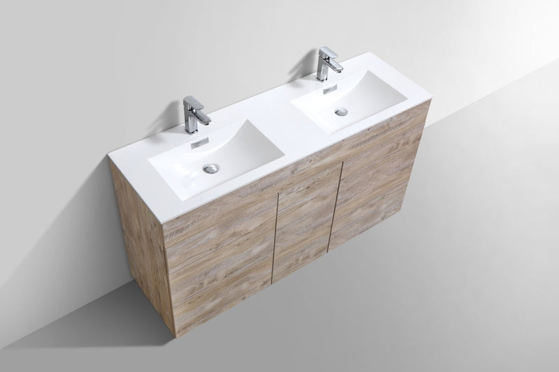 Kube Bath Milano 60" Double Sink Nature Wood Modern Bathroom Vanity - KFM60D-NW