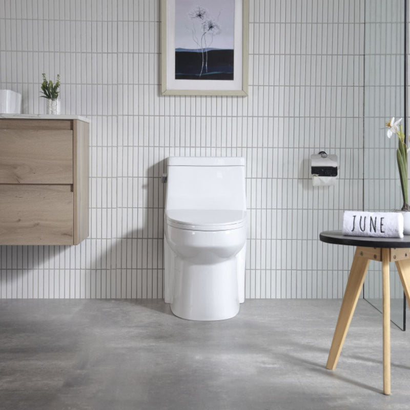 Pearl Kato Kimi Elongated Chair Height 1-Piece 4.8L Side Flush Toilet with Soft Close Seat - GKT813
