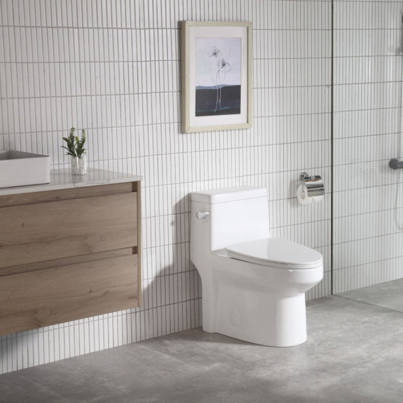 Pearl Kato Kimi Elongated Chair Height 1-Piece 4.8L Side Flush Toilet with Soft Close Seat - GKT813