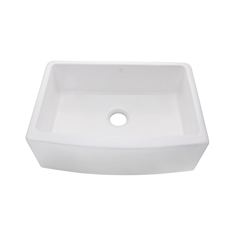 Pearl KINGSTON-PF30 30" Single Bowl Apron Front Kitchen Sink – White Fireclay w/ Grid – GBP302110F