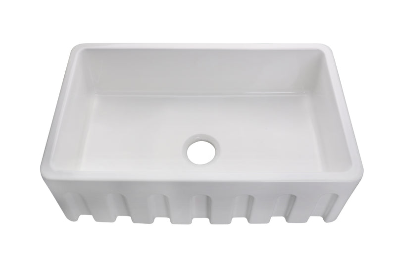 Pearl KINGSTON-PG32 32" Single Bowl Apron Front Kitchen Sink – White Fireclay w/ Grid – GBP321910G